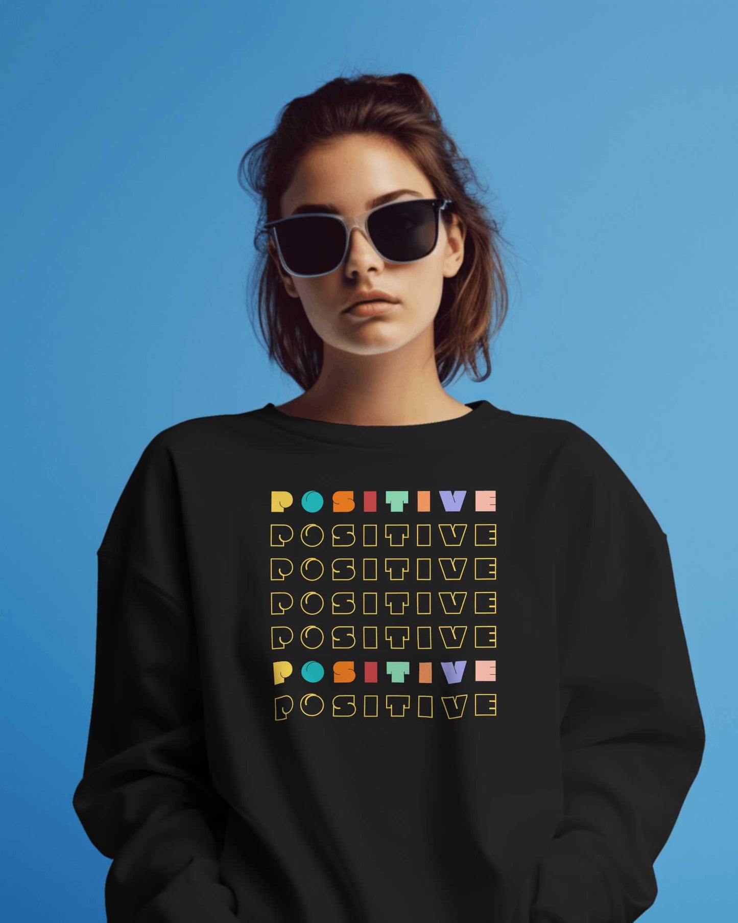 "Positive Vibes Unisex Sweatshirt: Elevate Your Style with Inspiring Typography Design!"