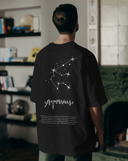 Aquarius Zodiac Sign Unisex Oversized Tees