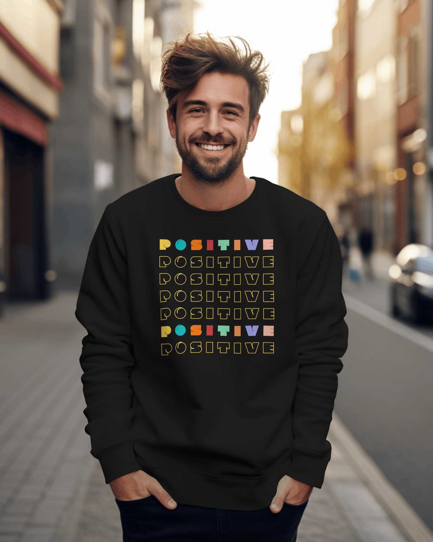 "Positive Vibes Unisex Sweatshirt: Elevate Your Style with Inspiring Typography Design!"