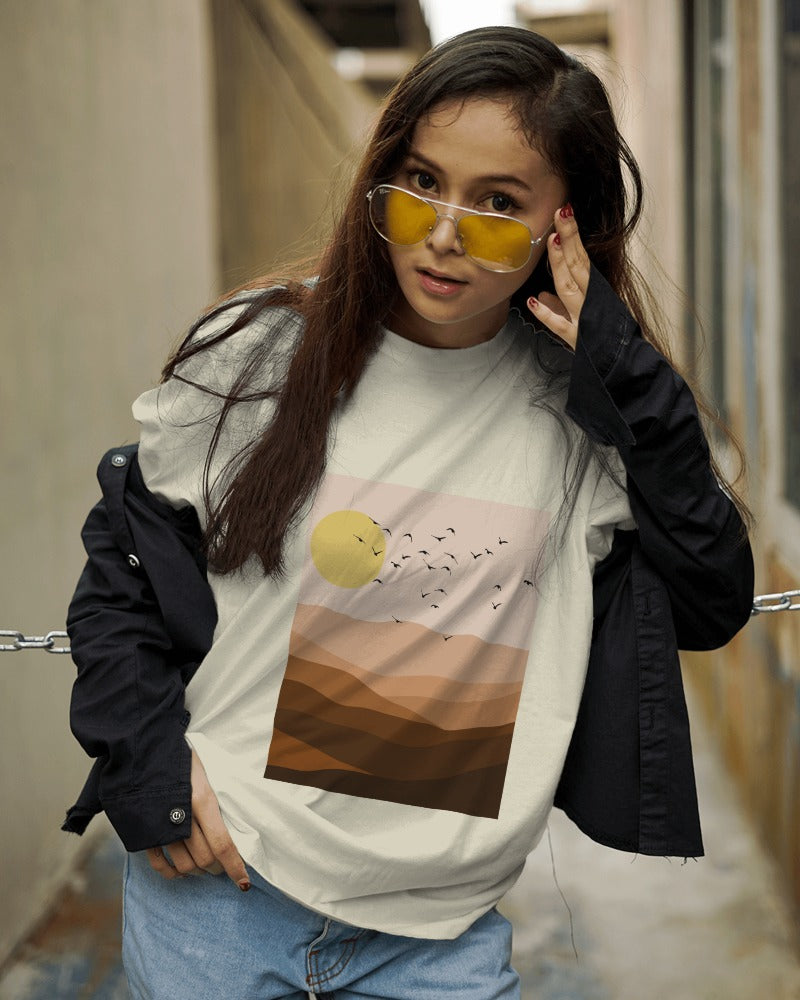 Cream Color Unisex Oversized Tees