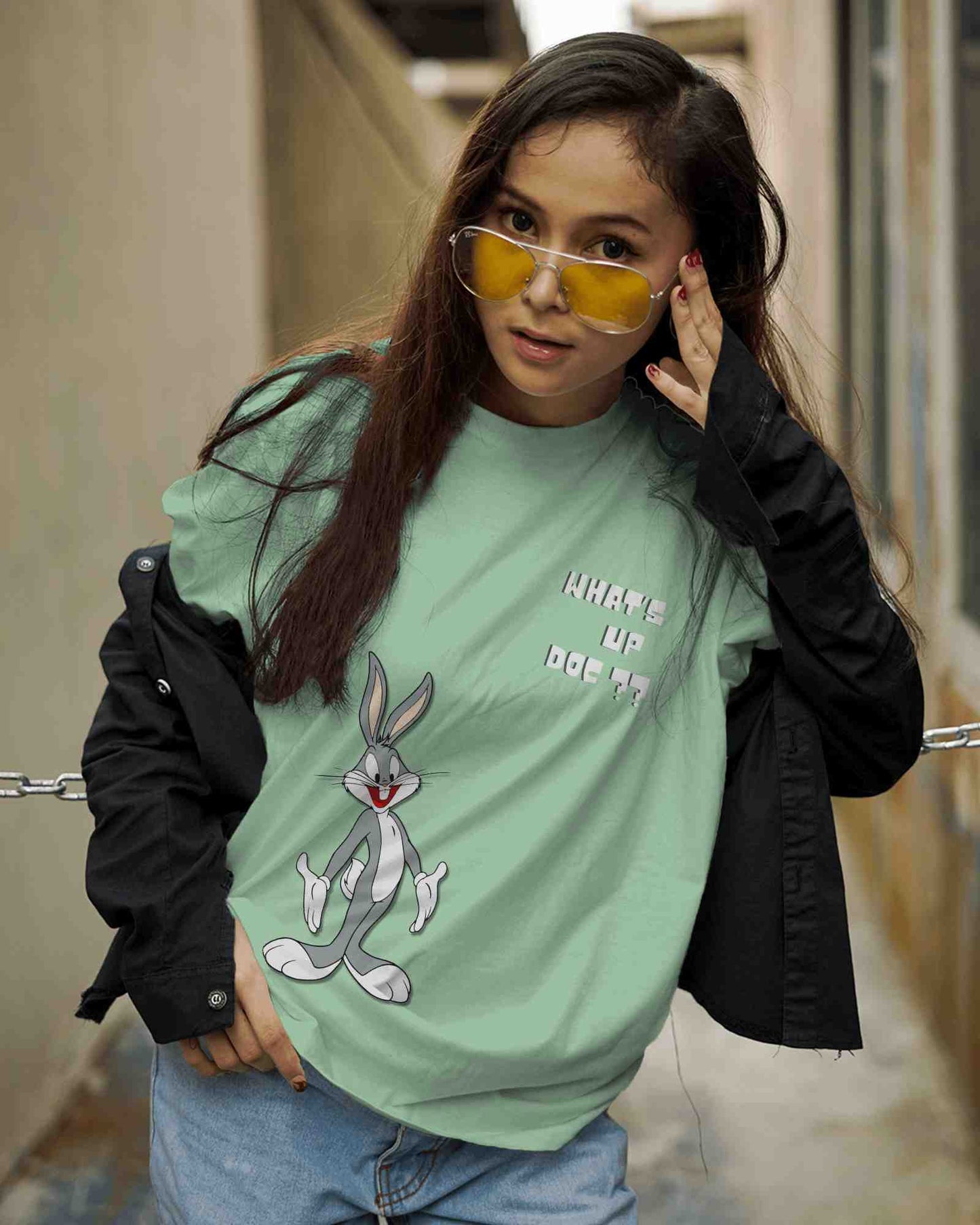 Sage Green Bug's Bunny Unisex Oversized Tshirts